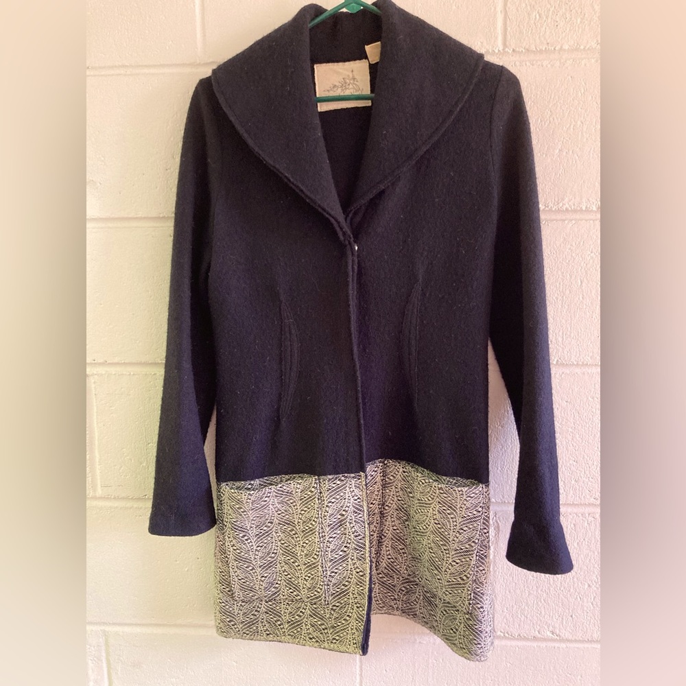 Angel Of The North by Anthropologie; long coat w/embroidered detail.